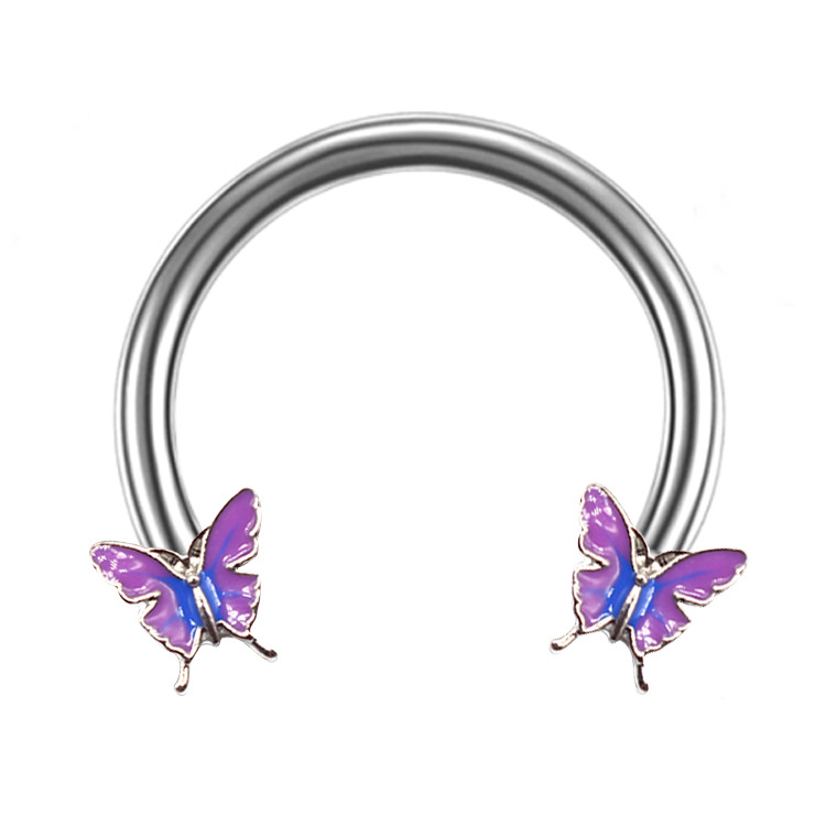 Gabe Europe and the United States cross-border butterfly horseshoe ring earrings ear bone nail 1.2*10 horseshoe ring body piercing jewelry spot
