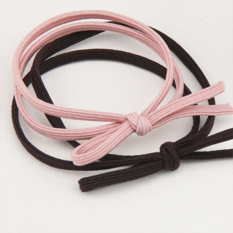 Korean Style Simple Fresh Style Basic Flat Line Hair Ring Bow Small Style Hair Accessories Hair Rope Partial Section Head Rope Rubber Tendon