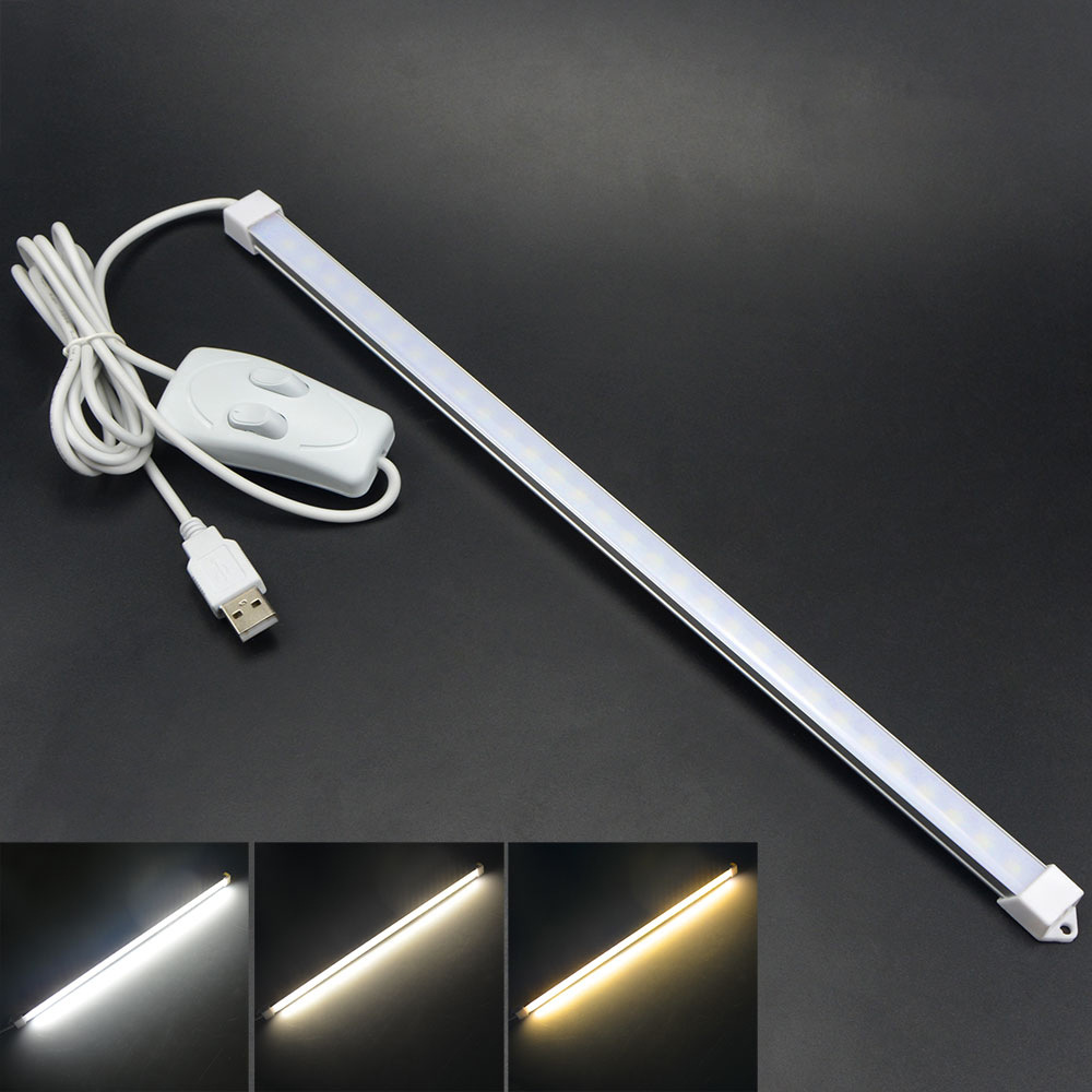 35cm USB LED hard light bar three color belt Switch USB hard light bar bookcase light book light reading light