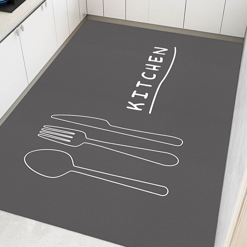 Full kitchen floor mat waterproof oil-proof stain-resistant anti-slip mat floor mat wash-free pvc simple large area carpet