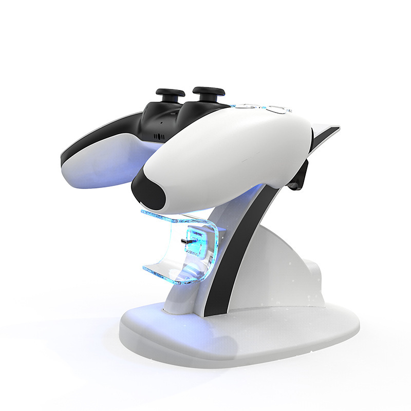 PS5 wireless handle double seat charger PS5 aircraft charger with blue light indicator PS5 game handle seat charger