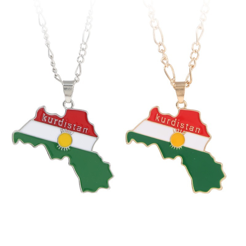 AliExpress Amazon New Kurdistan Zinc Alloy Drop Oil Map Necklace Fashion Men Pendant Wholesale