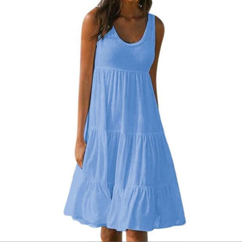 S--5XL imitation Cotton spot version women's fashion casual loose beach dress summer sleeveless long dress women