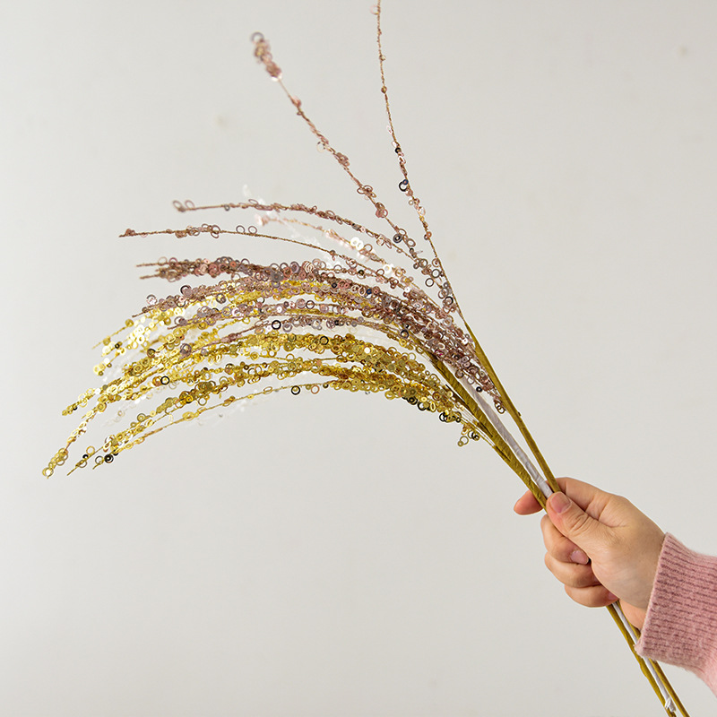 NUCHI煙花亮片閃粉插枝聖誕節裝飾金色紅色聖誕樹裝飾手工diy配件