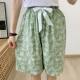 Women's cotton silk pajama pants summer thin plus size loose artificial cotton thick beach pants can be worn outside home pants floral middle pants