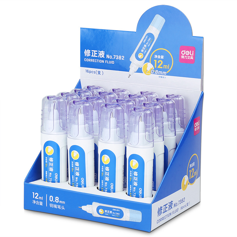 Deli correction fluid 7382 correction fluid correction fluid for students to use large capacity to eliminate handwriting quick-drying correction fluid