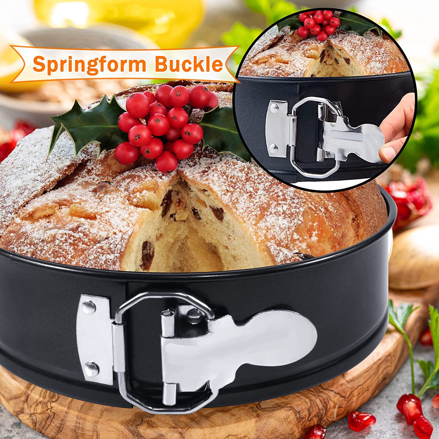 Round Cake Mold with Lock Baking Tray Baking Dish Cake Mold Set Not Stain Chiffon Cake Baking Tray