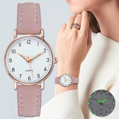 Fashion luminous watch women's simple digital retro matte leather small fresh casual quartz watch factory direct sales