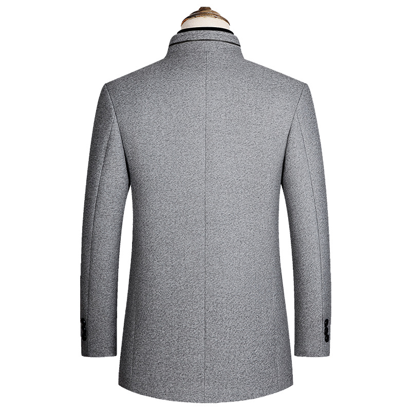 2023 autumn and winter new cotton thickened single-breasted stand collar wool woolen tunic men's jacket coat coat