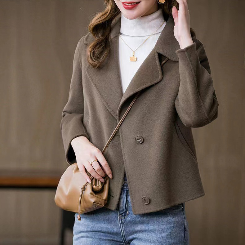 Coat women's autumn wear small double-sided woolen coat women's short woolen coat trendy 2024 new women's clothing