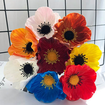 Cross-Border single PU mini poppy flower simulation fake flower poppy bouquet home decoration flower arrangement artificial flower