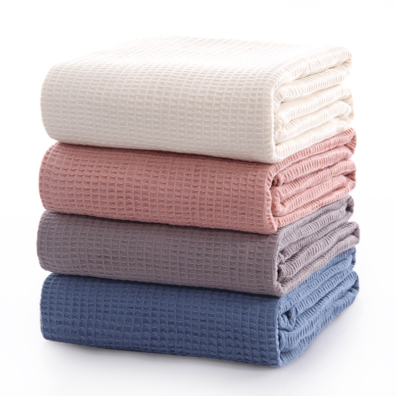 Figure strong cross-border cotton waffle blanket comfortable breathable honeycomb nap blanket cotton towel blanket wholesale