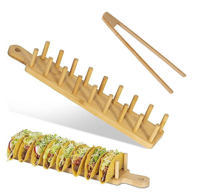 Spot cross-border tortilla rack W-shaped bamboo tortilla rack bamboo wood tortilla rack individually packaged