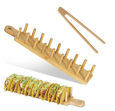 Spot cross-border tortilla rack W-shaped bamboo tortilla rack bamboo wood tortilla rack individually packaged