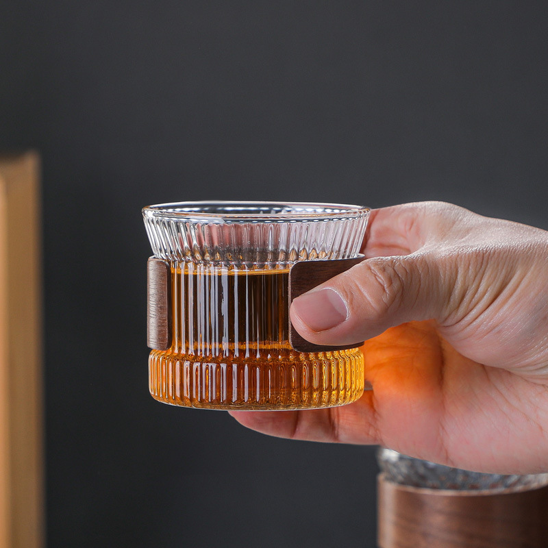 Japanese-style Hammer Glass Wooden Ring Tea Cup Tea Tasting Cup Master Cup Small Tea Cup Kung Fu Tea Set Tea Small Cup