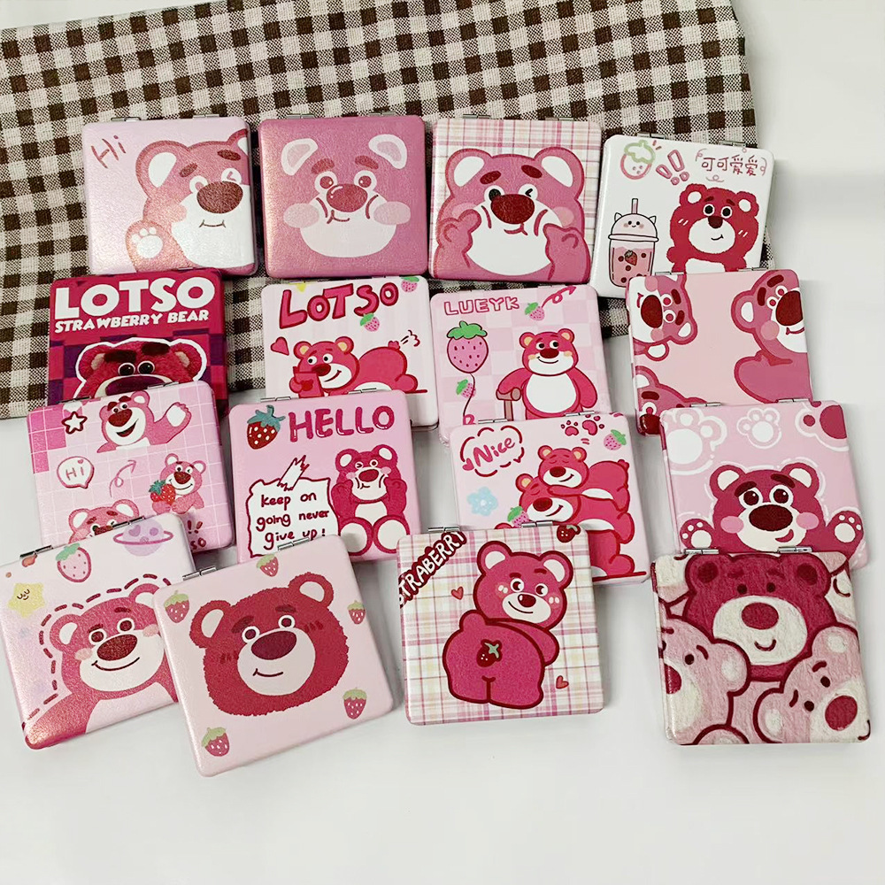 New parchia dog strawberry bear double-sided folding makeup mirror boutique shop spot small mirror factory wholesale