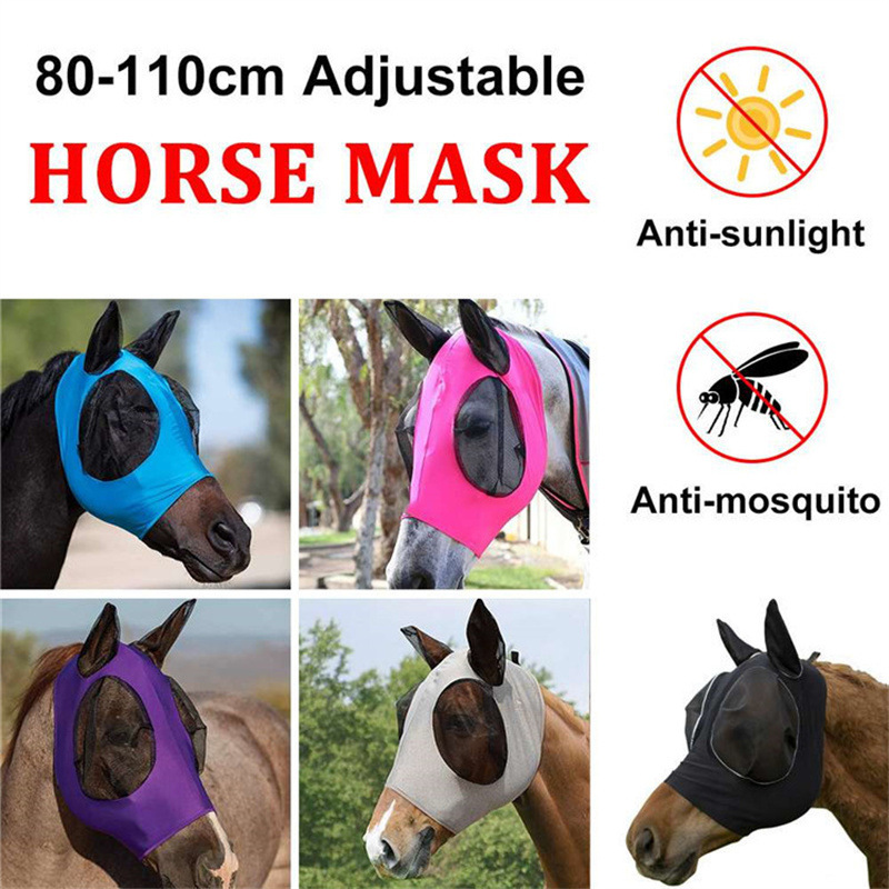 Amazon New Breathable Horse Mask Anti-mosquito Flies Horse Mask Equestrian Supplies Shenzhen Factory Spot Seconds