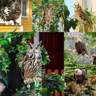 QN001-006 Hanging Bird-driven Owl Bell Pendant Pastoral Orchard Scare Bird Hanging Outdoor Decorative Wind Bell