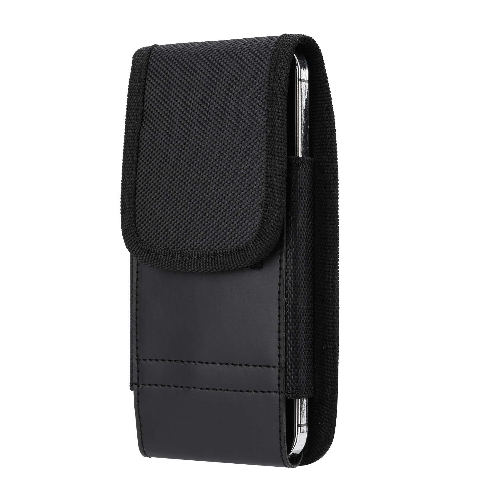 Suitable for iPhone14 vertical MAX mobile phone leather case card 12 genuine leather Oxford nylon fabric belt