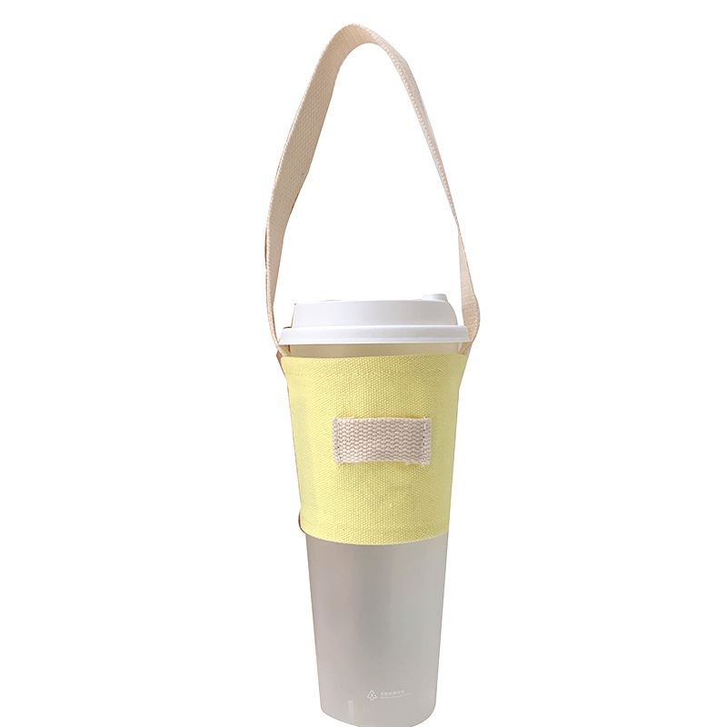 Portable cup cover portable insulated milk tea coffee drink simple candy ribbon rope carrying canvas cup cover