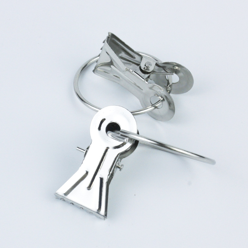 Curtain clip with ring Roman ring silver metal clip integrated with serrated