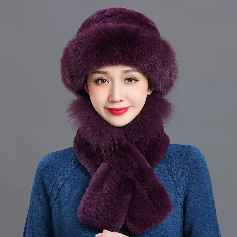 Fur hat female winter warm imitation fox fur hat thickened mother Korean fashion Rex rabbit fur bowler hat winter