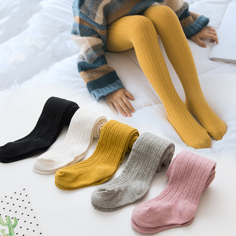 Spring and summer 2025 new girls leggings Korean solid color hemp pattern children's socks infant pantyhose