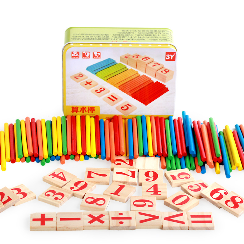 Wooden Children Counting Stick Kindergarten Primary School Plus and Subtract Learning Teaching Aids Counting Educational Early Education Toys