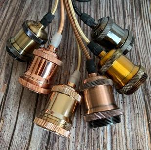 Retro lamp head with line antique chandelier E27 screw cafe bar decorative hanging line retro lamp holder set