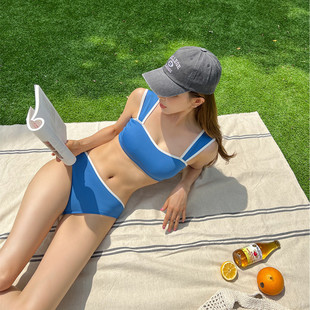 New Swimsuit Women's Korean-style ins Sexy Belly-covering Slimming Small Chest Push-up Split Bikini Spa Vacation Swimwear