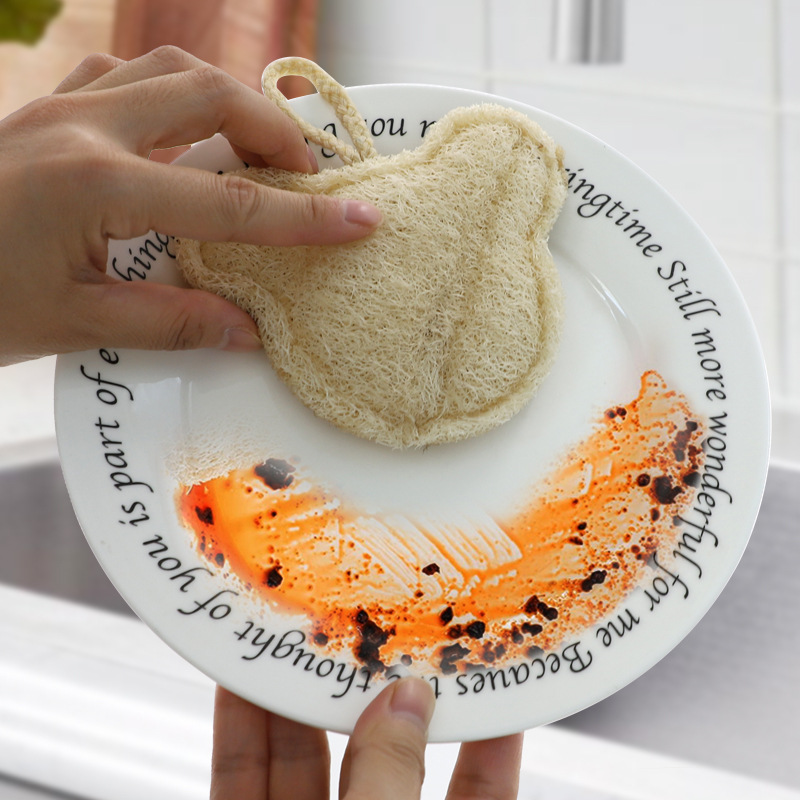 Cartoon loofah sponge dish brush Compressed natural loofah tea pot mat coaster double-sided bath back rubbing bath towel