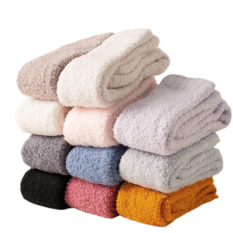 Coral fleece socks women's winter fleece-lined thick warm calf home sleep socks long Japanese college style socks