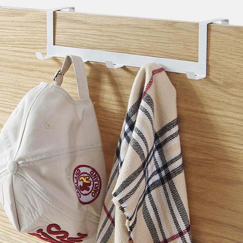 Kitchen Ironwork Door Rear Hook Punch-free Clothes 5 Row Hook Living Room Hanger Dormitory Coat Hanging Hook