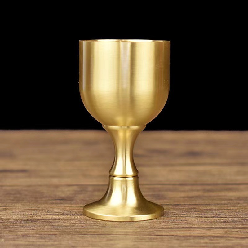 Brass Goblet Copper Cup Banquet Small White Wine Cup Tea Water Supply Cup Holy Water Cup Wine Decoration Ornaments