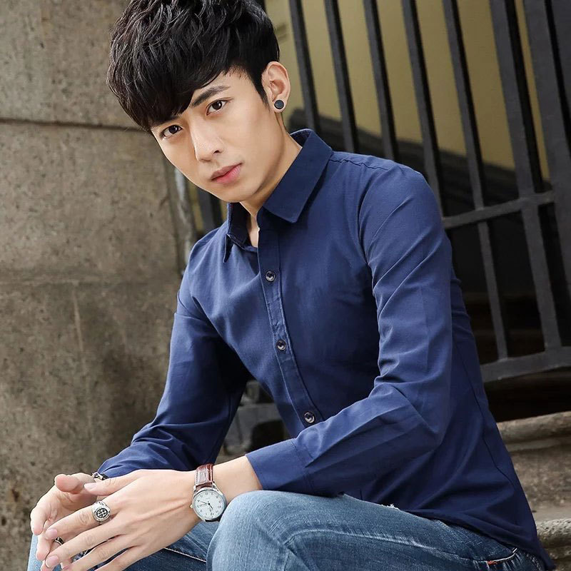 White shirt men's long sleeve slim fit business best man plus size black suit shirt work professional formal wear shirt men