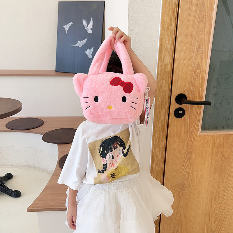 Autumn New Japanese cute plush strawberry bear bag Tigger Three-Eyed Monster cartoon girl messenger bag fashion