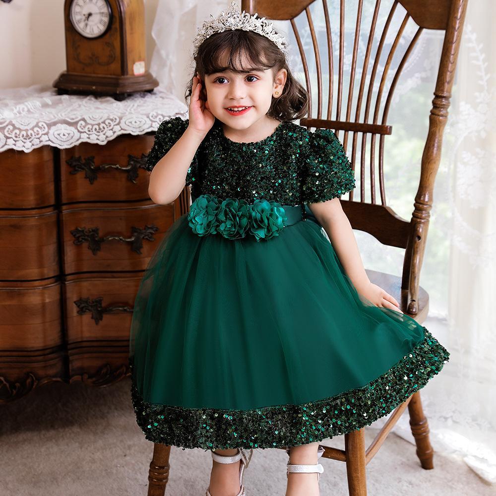 Amazon Children's Dress Flower Child Sheer Dress Wedding Little Girl Dress Sparkling Princess Dress Birthday Party Dress
