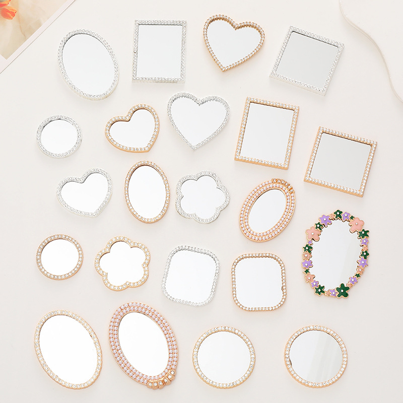 New love mirror diy phone case jewelry accessories Diamond Oval makeup mirror phone case beauty mirror material