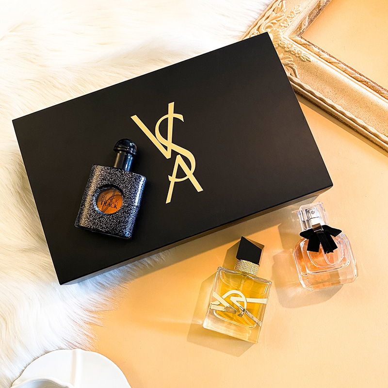 Perfume women's long-lasting fragrance gift box Black Opium free water reverse Paris three-piece set women's perfume