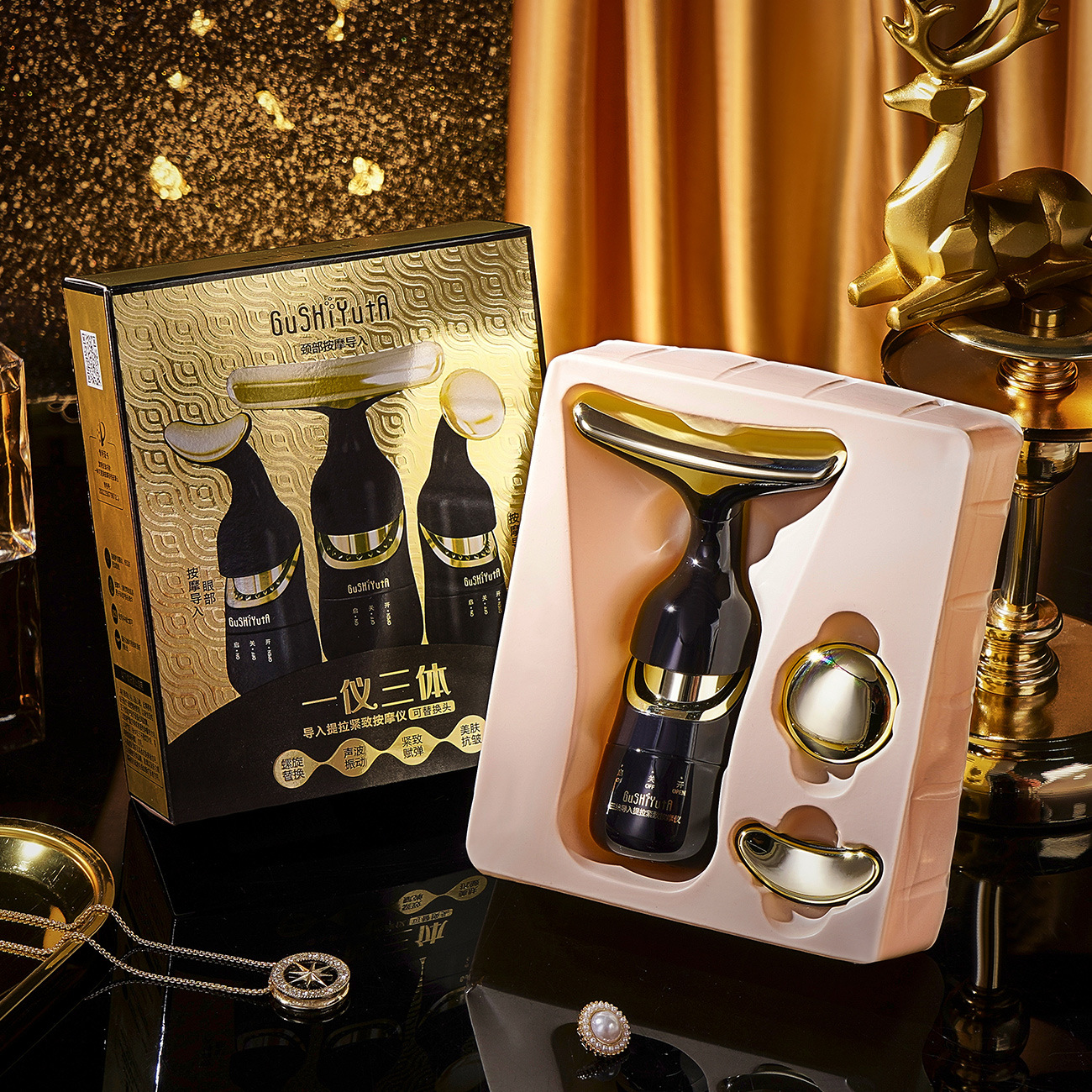 The story and her one-instrument Three-Body introduction of lifting and tightening massage instrument desalination neck lines French lines manufacturers wholesale on behalf of hair