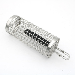 Cross-Border Barbecue Grill Barbecue Basket Round Barbecue Cage Outdoor Bbq Smoke Cage Portable Barbecue Net Rotating Roller