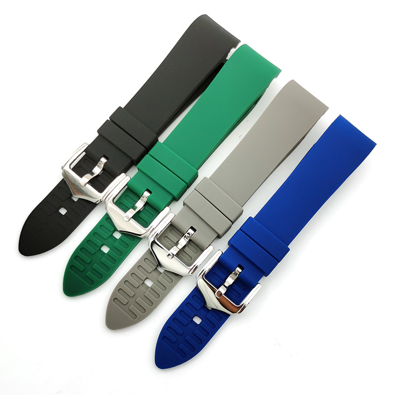New Universal Elbow Arc 18 19 20 21 22 24mm Rubber Watch Strap