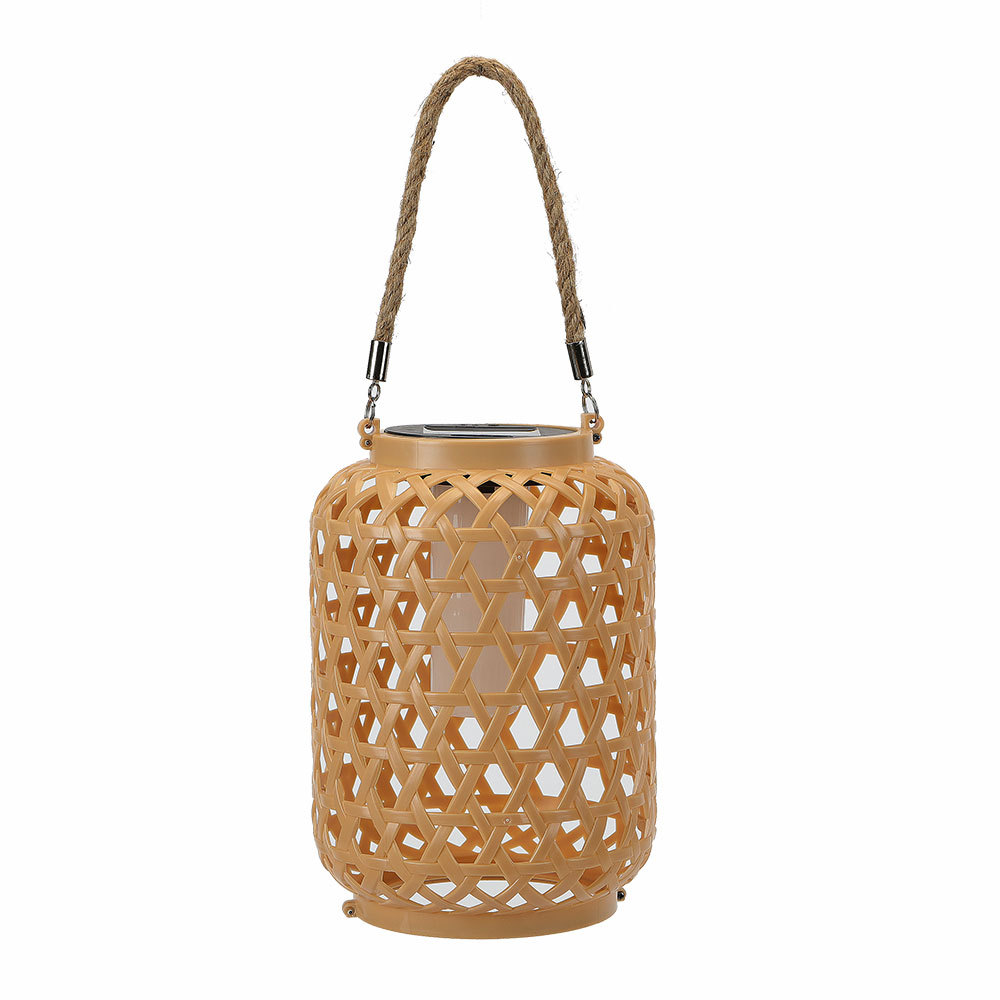 Solar Chinese anti-bamboo lantern Spring Festival decoration rattan lantern balcony garden outdoor courtyard hanging lamp wholesale