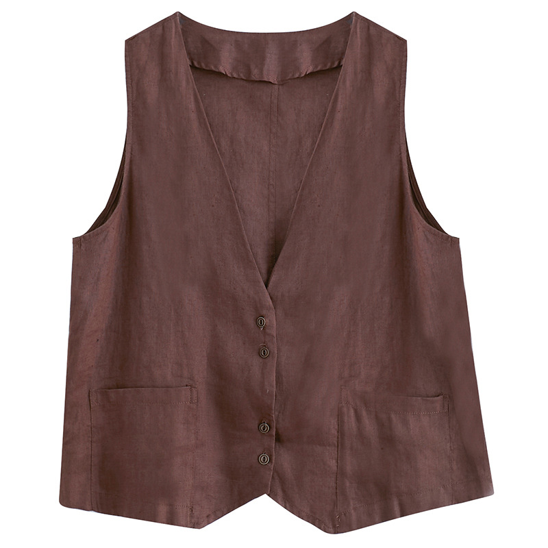 Real Shot 2022 Summer Short Sleeveless Vest Vest Women's Vest Outer Wear Casual Loose Women's Waistcoat