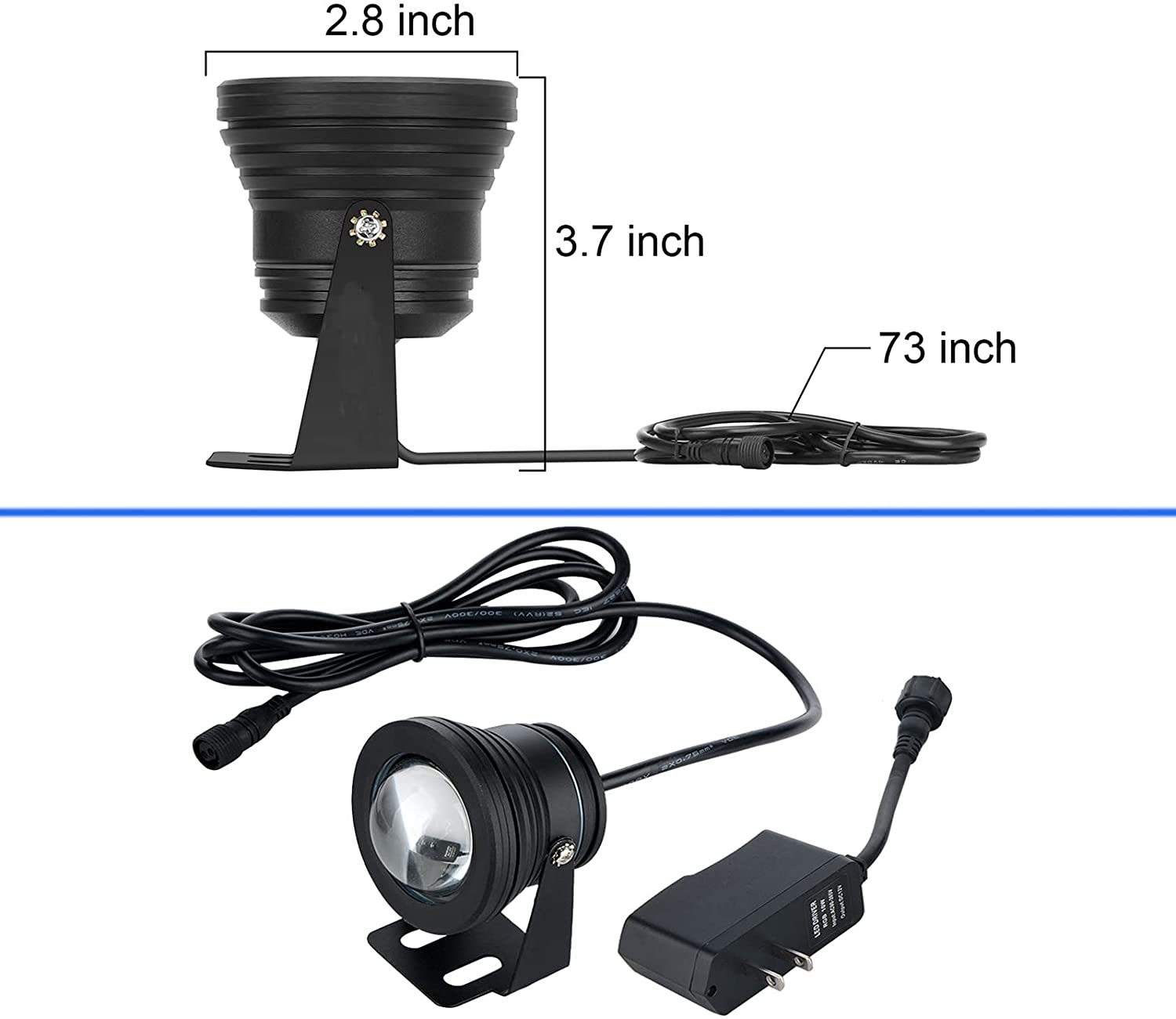 RGB underwater light 10W outdoor waterproof spotlight dimmable colorful remote control landscape light with plug pool light
