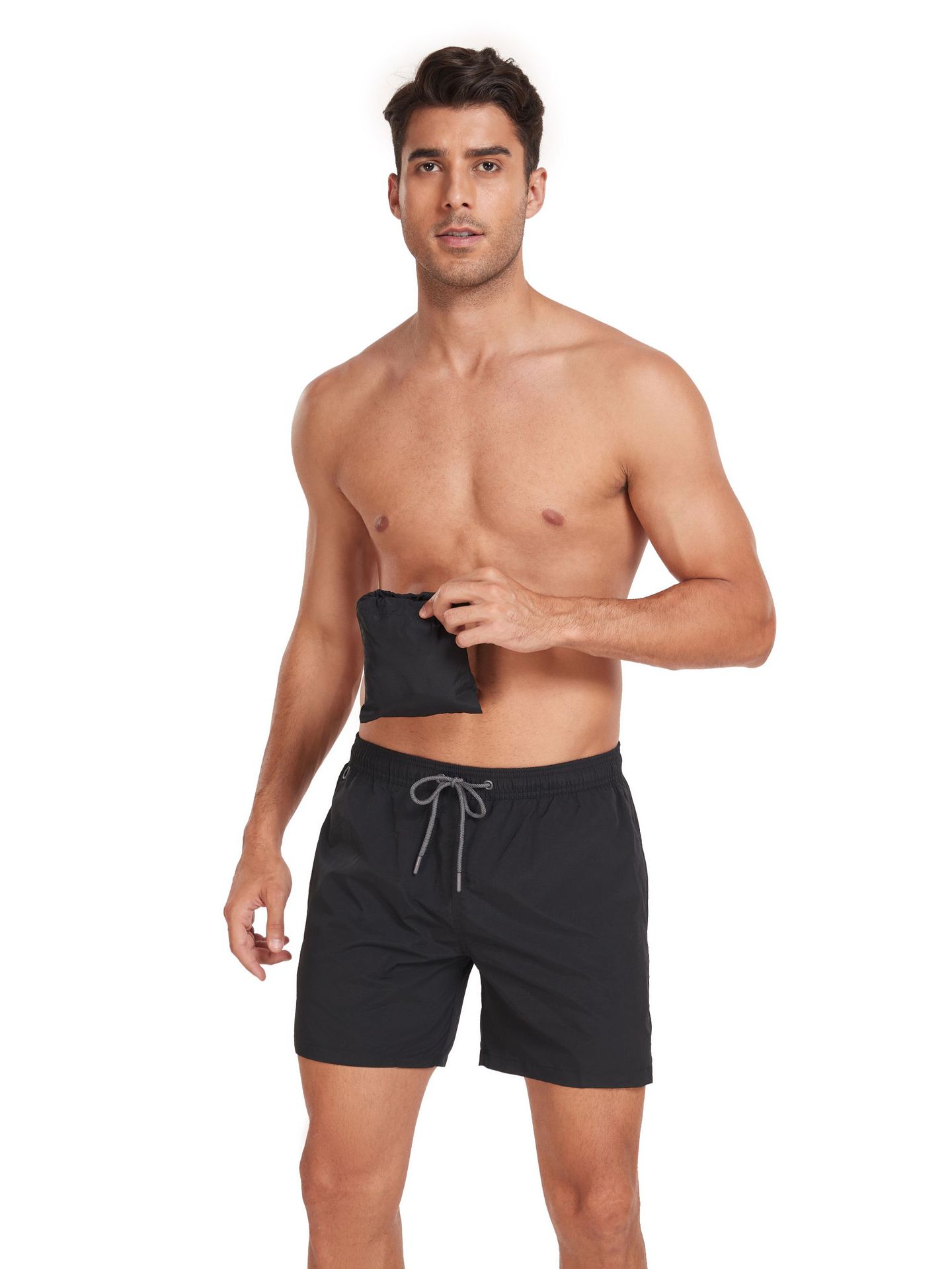 Men's elasticized waistband swimsuit with mesh lining shorts quick-drying swimming trunks pocket beach shorts