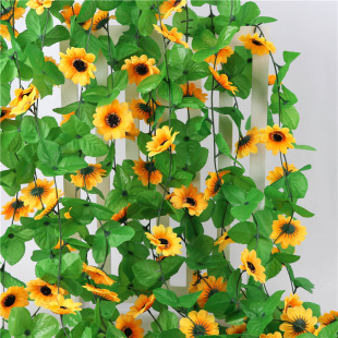 Cross-border artificial flower Vine sunflower rattan fake flower factory direct silk flower air conditioning pipe decoration Flower Vine