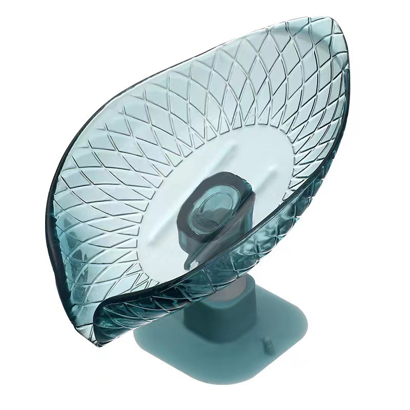 New leaf-shaped suction cup draining soap box soap box storage rack punch-free wall-mounted bathroom soap holder
