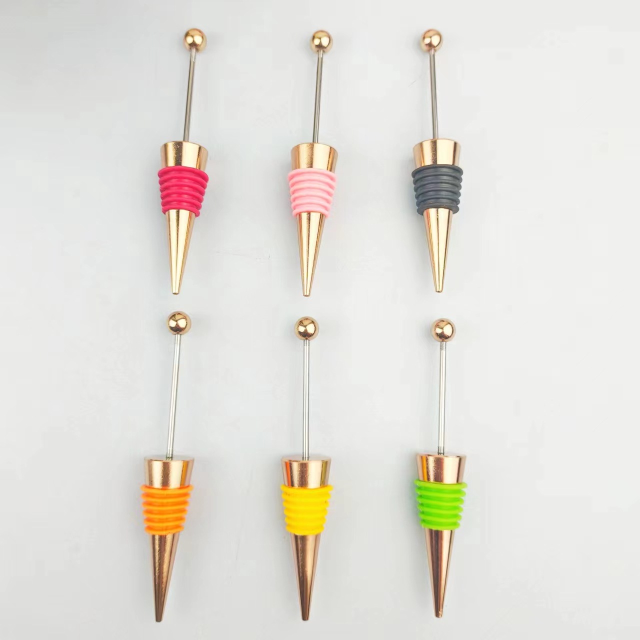 Spot diy beaded red wine stopper with beads long rod silicone bottle stopper color red wine champagne stopper wine stopper