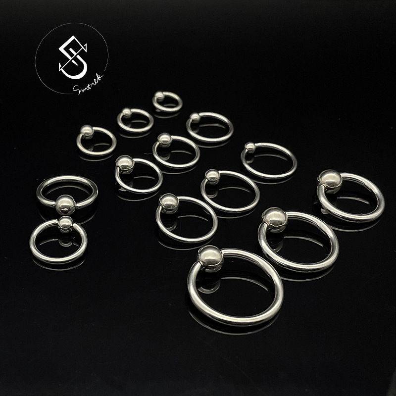 Cross-border titanium steel stainless steel snap ball ring spring ring PA ring BCR ring puncture jewelry